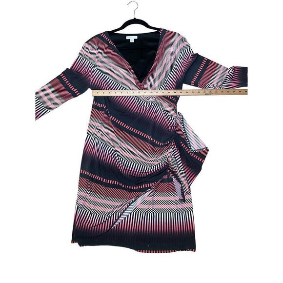 New York & Company Wrap Dress Women's Large Multicolor Striped Stretch - Picture 6 of 7